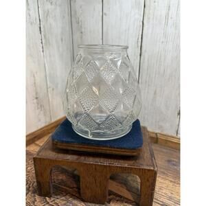 Vintage Clear Glass Votive Holder Diamond Pattern 4.5” x 4.5"